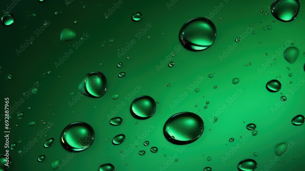 Water droplets on green-colored glass