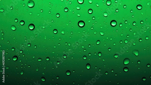 Water droplets on green-colored glass
