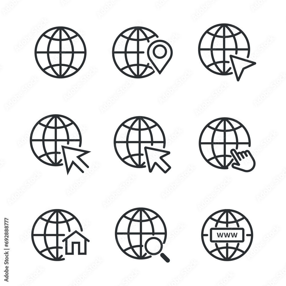 Web icon set. Web click, search, location, go web icon set collection, vector illustration Web icon set. Web click, search, location, go web icon set collection, vector illustration