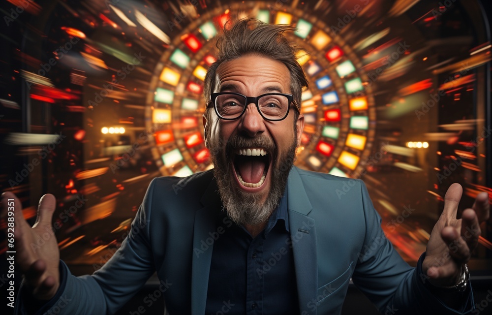 Someone lucky wins a large jackpot. . Someone lucky wins a large jackpot. .