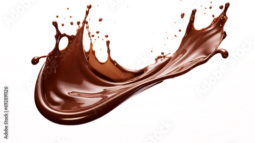 Chocolate splash isolated on white background. Splashing liquid chocolate. 