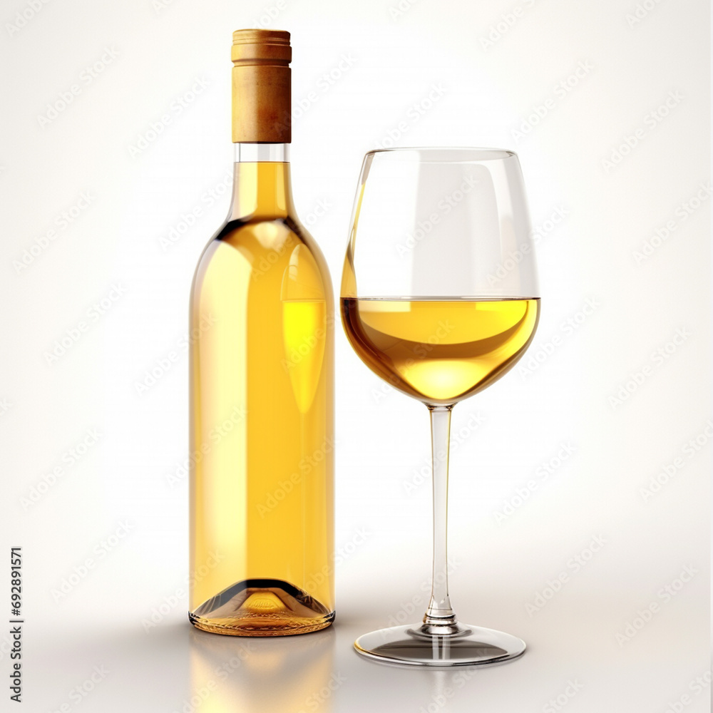 Photo-Realistic Photo of golden wine on a white background Photo-Realistic Photo of golden wine on a white background