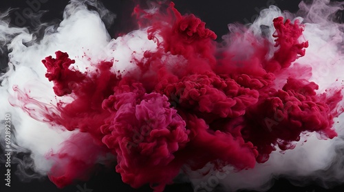 Explosive Contrast of Vivid Red Ink Clouds in a Tranquil Grey Mist