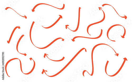Vector curved sketch arrows collection hand drawn vector arrows pointing different directions