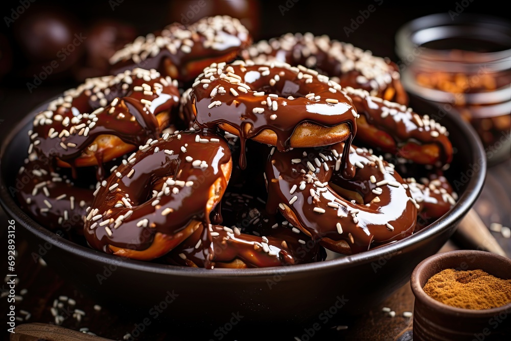 Mouthwatering chocolate-covered pretzels with a perfect balance of sweet and salty flavors, a popular and addictive snack