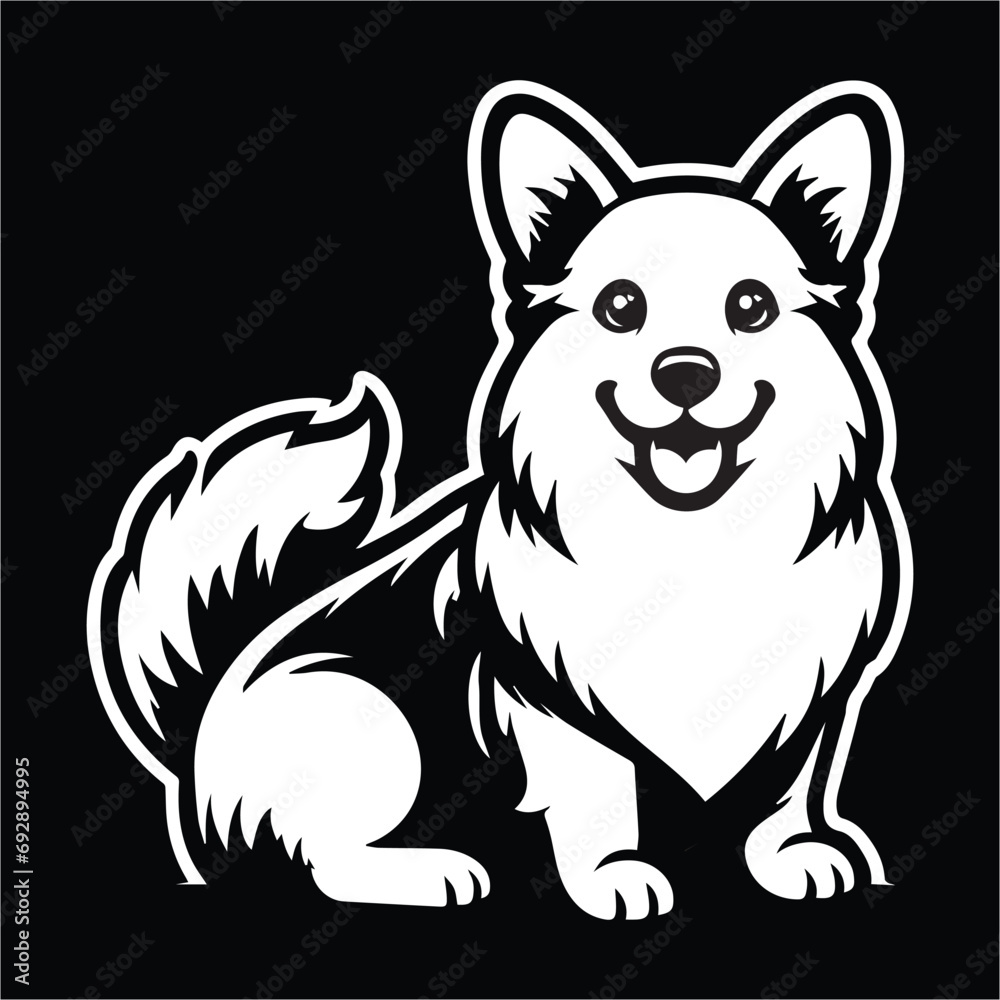 dog cartoon , illustration of cartoon dog , illustration of a dog , Pembroke Welsh Corgi vector mascot logo ,Pembroke Welsh Corgi dog silhouette ,dog silhouette