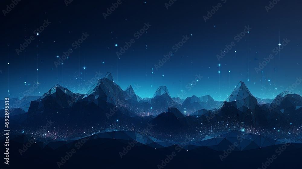 Futuristic Big Data Landscape: Glowing Digital Mountains on Blue Background Futuristic Big Data Landscape: Glowing Digital Mountains on Blue Background