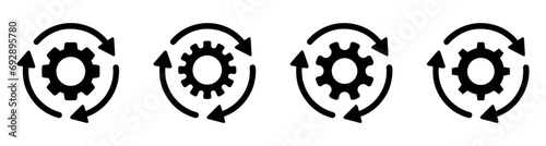Sync process vector flat icons set