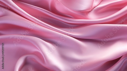 Soft texture of silk fabric, pink color, fabric background. The concept of a fashionable background for Christmas and New Year, Valentine's Day holiday.