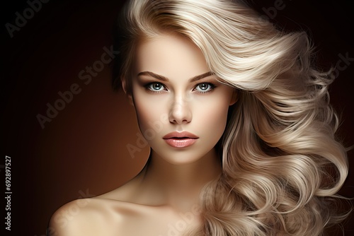 hair magnificent woman Young model hairstyle Salon straight long fashion coiffure hairdresser colouring shine gloss healthy care honed make-up facial therapy moisturiser touch apply glamour cut
