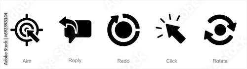 A set of 5 arrows icons as aim, reply, redo