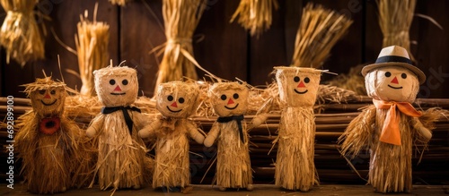 Straw toy effigies at Russian holiday celebration. photo