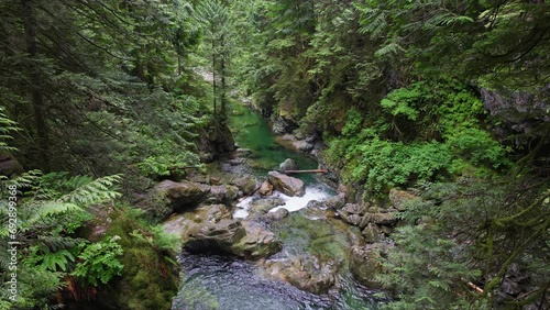 Rapids Flowing Over Lynn Creek Canyons In North Vancouver, British Columbia, Canada. Static Shot photo