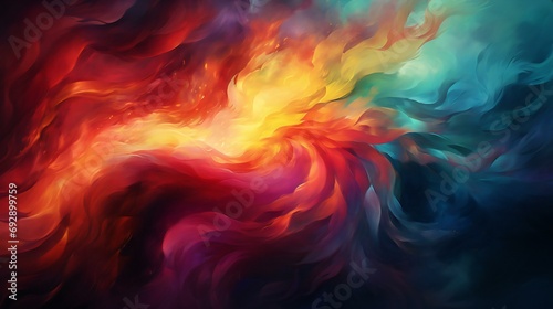 Cosmic Dance of Flames and Waves in Vivid Hues Capturing the Dynamic Essence of Creation