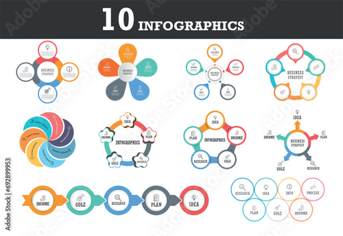 The Biggest Infographics Bundle Ever - includes 10  presentation infographics template Sets.