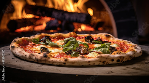 Traditional Pizza Delightfully Baked to Perfection in the Traditional Clay Oven