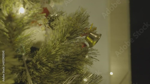 High quality low light no noise Slog3 footage from Sony A7Siii of Christmas tree, lights for colour grading practice and short projects_013 photo