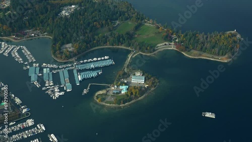 Aerial View Of Deadman Island, Stanley Park And Marina In Coal Harbour, Vancouver, BC, Canada. photo