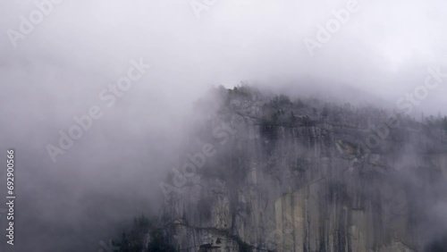 TheChief, Squamish, British Columbia, Canada - A View of a Mountain Summit Veiled in Fog - Close Up photo