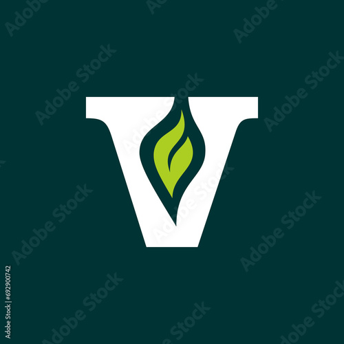 Iconic Letter V Leaf Flame Logo. 
The logo or symbol is a combination of the capital V with white flame or leaf  which gives a natural, spirit, elegant impression.