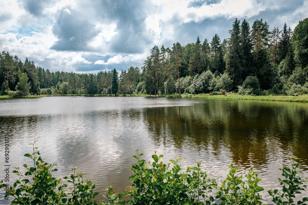 Fototapeta premium Beautiful forest lake in Russia.