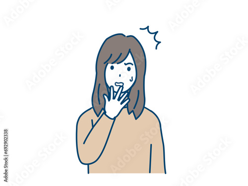驚く若い女性のイラスト