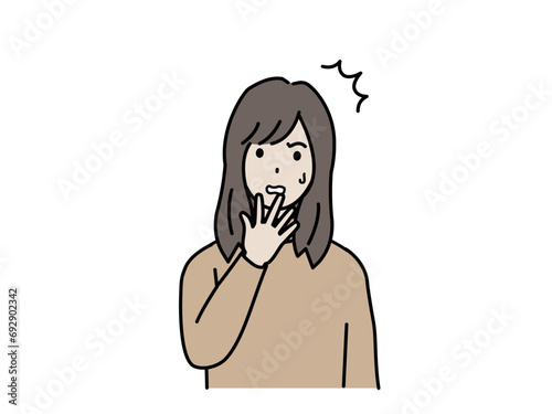 驚く若い女性のイラスト