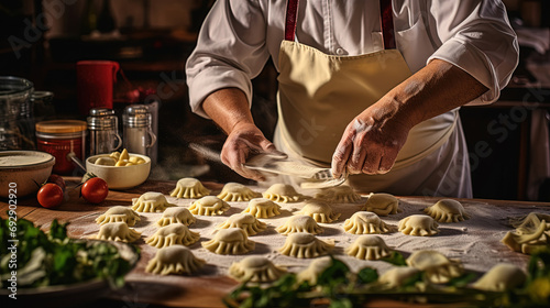 Italian Maestro Chef, Crafting Exquisite Ravioli Wonders in the Heart of Authentic Italian Cuisine