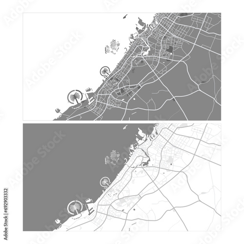 Layered editable vector illustration outline Map of Dubai,United Arab Emirates