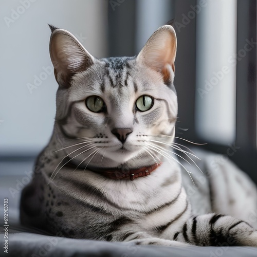 A captivating portrait of an Egyptian Mau cat with its spotted coat2 photo