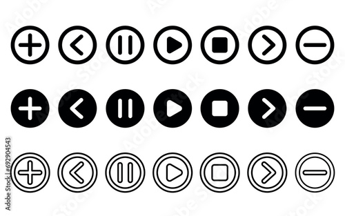 vector media icon set in different styles