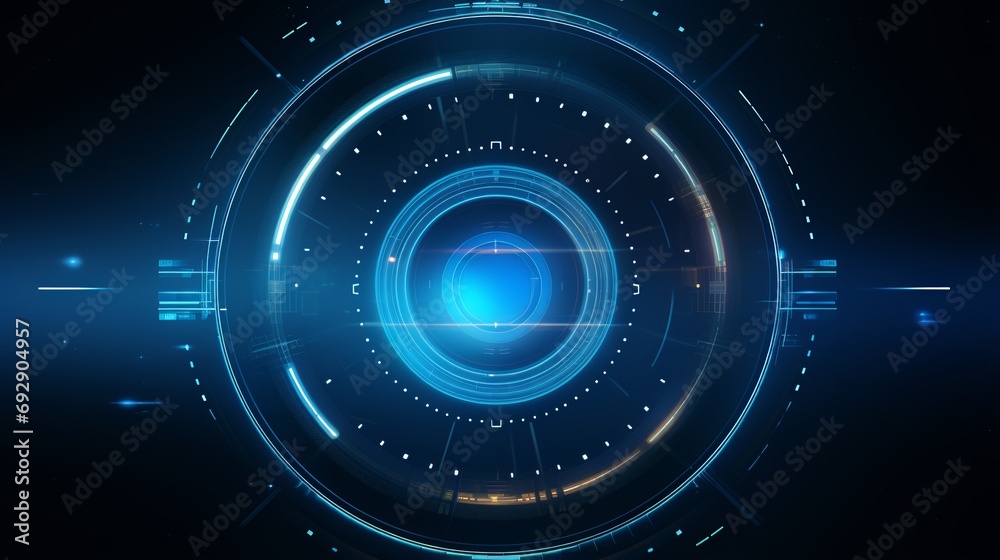 Futuristic Circle HUD Interface on Blue Background. Abstract Vector Design for Technology Communication and Innovation Concept Futuristic Circle HUD Interface on Blue Background. Abstract Vector Design for Technology Communication and Innovation Concept