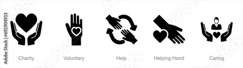 A set of 5 Charity and donation icons as charity  voluntary  help