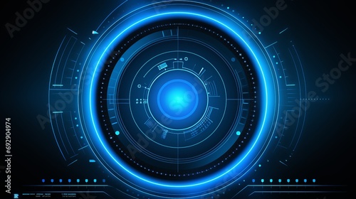 Futuristic Circle HUD Interface on Blue Background. Abstract Vector Design for Technology Communication and Innovation Concept