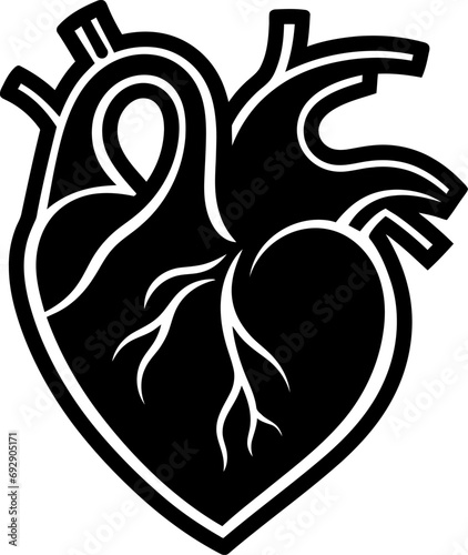 Human heart silhouette icon in black color. Vector template design art.