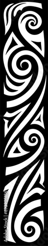 Maori stripe tattoo silhouette in black color. Vector template for laser cutting wall art.