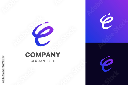 modern letter E abstract logo template, colorful, letter e logo for technology brand identity symbol mark design