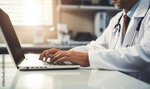 doctor working on laptop computer