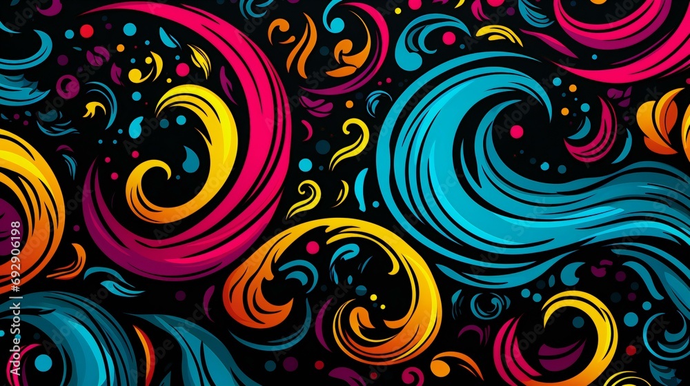 Vibrant Whirlpool of Colors: An Abstract Fusion of Artistic Swirls and Dots Vibrant Whirlpool of Colors: An Abstract Fusion of Artistic Swirls and Dots