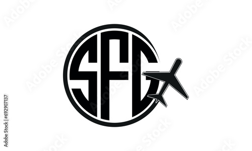 SFG three initial letter circle tour & travel agency logo design vector template. hajj  umrah agency, abstract, wordmark, business, monogram, minimalist, brand, company, flat, tourism agency, tourist 
