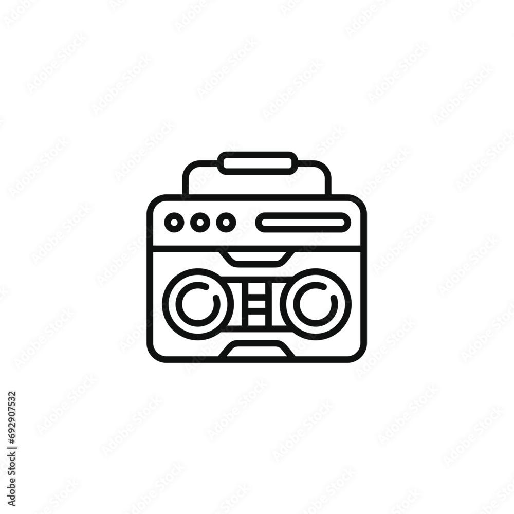 Boombox cassette player line icon isolated on transparent background Boombox cassette player line icon isolated on transparent background