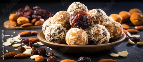 Energy balls made with dry fruits or sweets photo