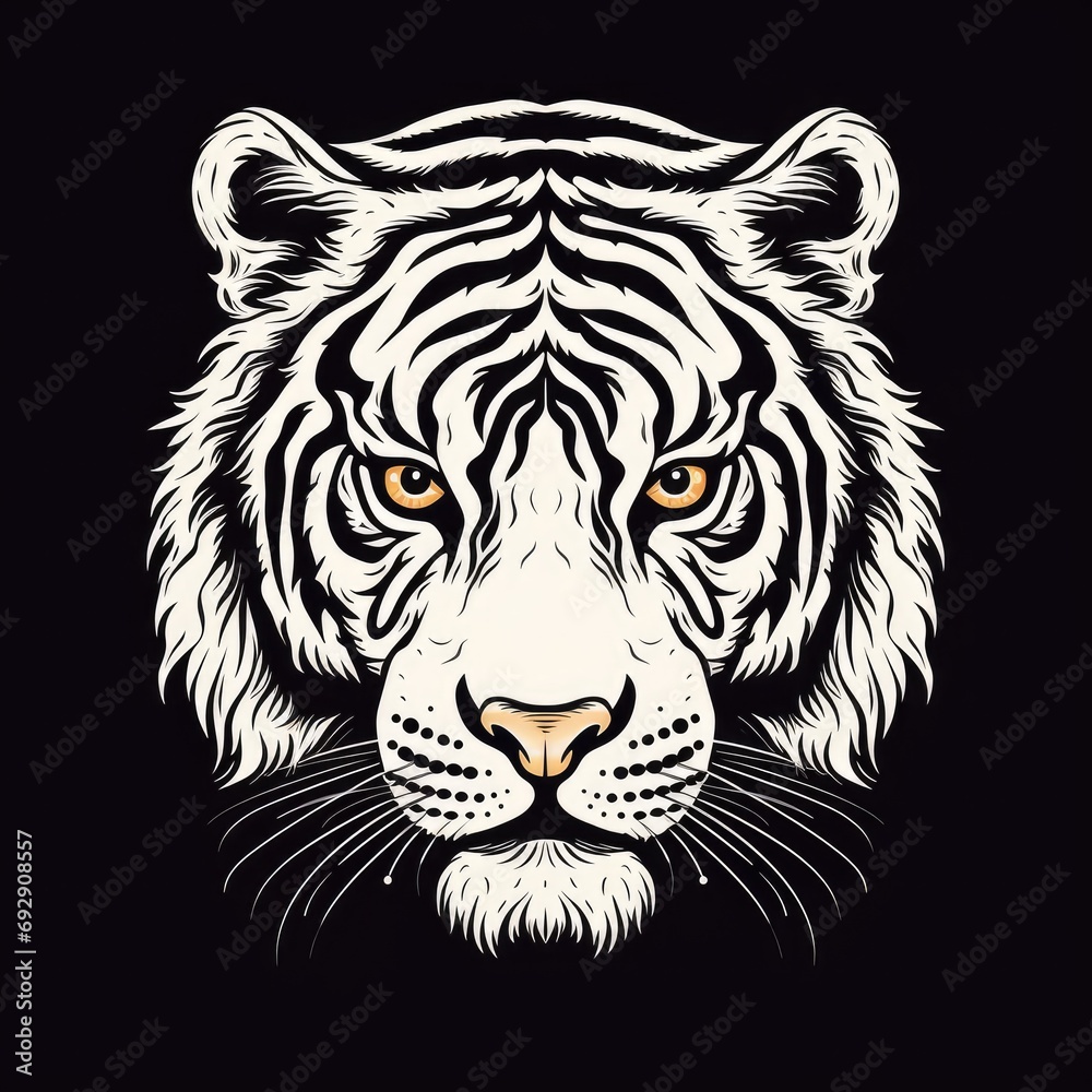 Stark Elegance: Black & White Tiger with Golden Eyes