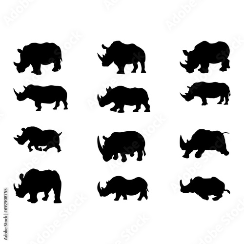 silhouette of rhino on white background