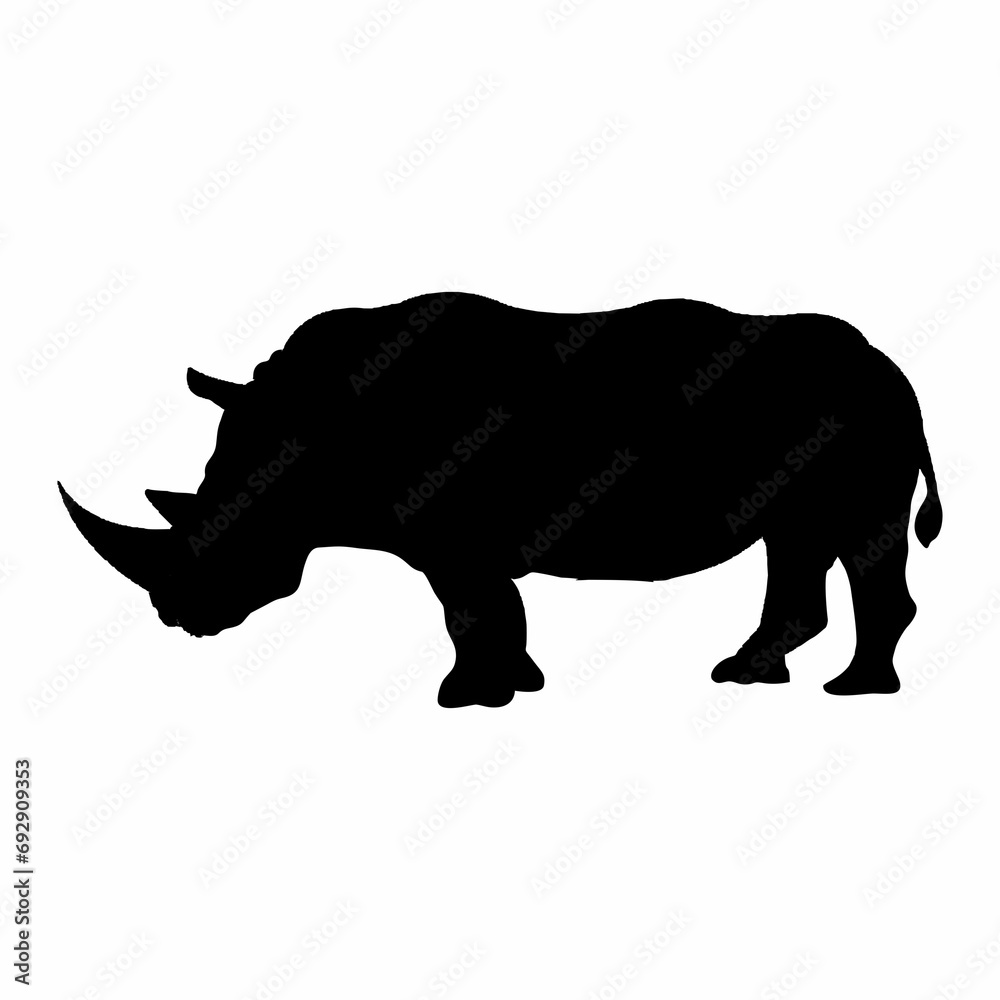 silhouette of rhino on white background