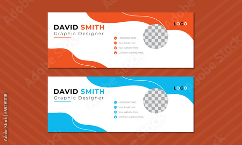 Corporate mail business email signature banner, Modern email signature template, Set of modern email signature design.