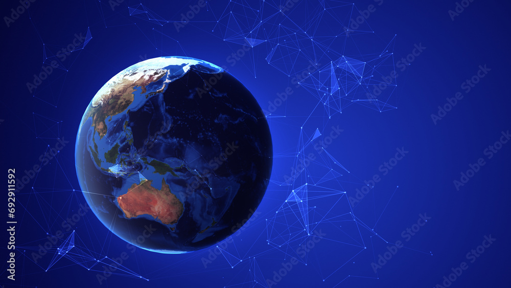 Fototapeta premium Earth and Plexus technology, engineering, and communications concept 
