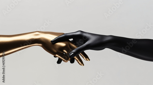 3d render black gold female hands isolated minimal