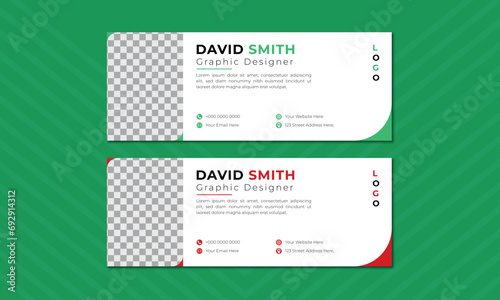  Set of modern email signature design, Corporate mail business email signature banner, Modern email signature template.