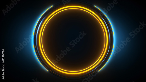 3d render black round shape silhouette illuminated